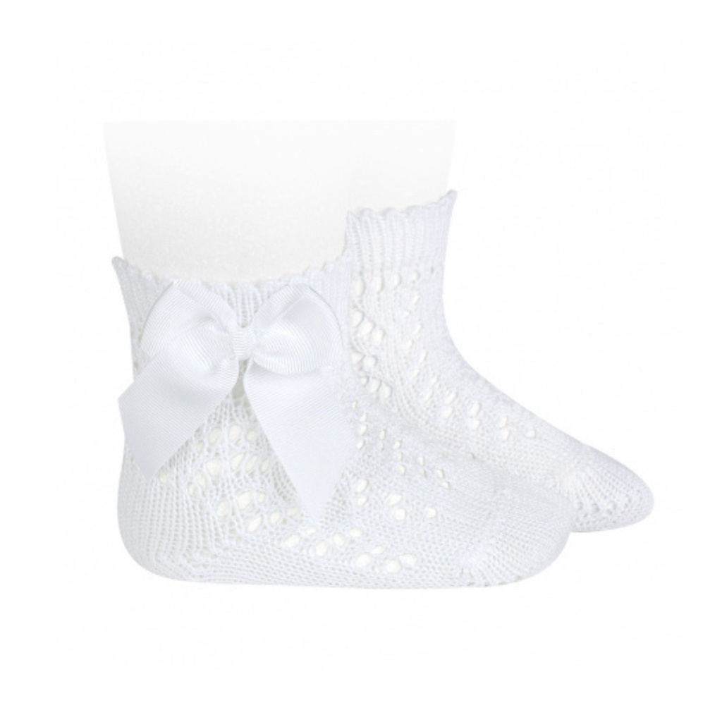 Openwork short socks with bow