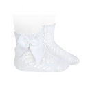 Openwork short socks with bow White
